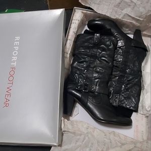 NWT Report Footwear Kendal Knit Top Leather Boots Size 8W